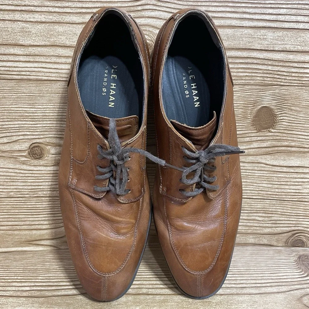 Cole Haan Grand.0s Dress Shoes Men's 10‎ 1/2M Apron Oxford Tan Style C23779 10.5